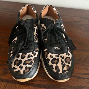 Leopard Print Sneakers with Black Accents